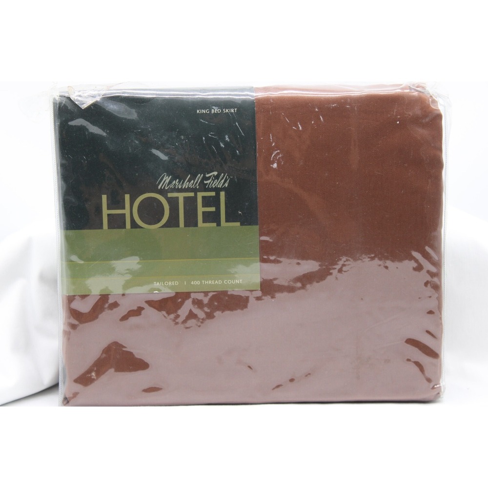 Marshall Field's King Bed Skirt Hotel Collection Cotton Sateen NEW NOS Brown